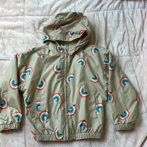 Beige w/ rainbow print rain jackets w/ hood from Gap kids SzM